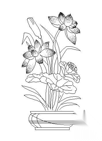 盆栽荷花图块 景观小品