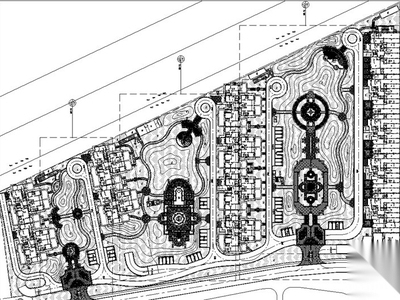 [陕西]欧式皇家园林风格居住区景观设计施工图（附雕塑... 居住区景观