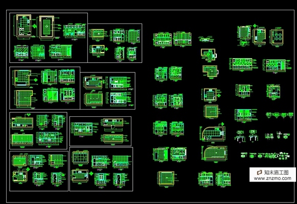 一套包含很多厨房的施工图