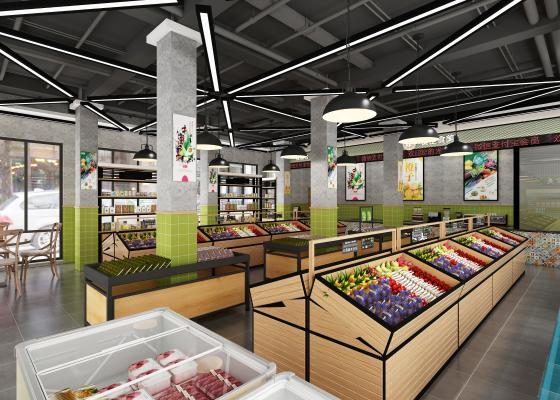 工业风生鲜水果超市