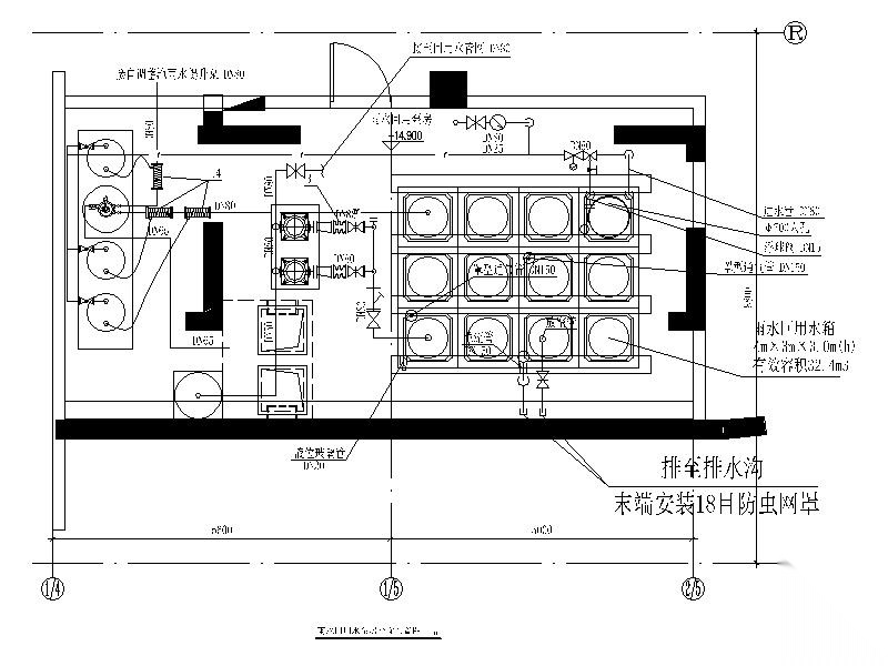 雨水回用水泵房大样图CAD