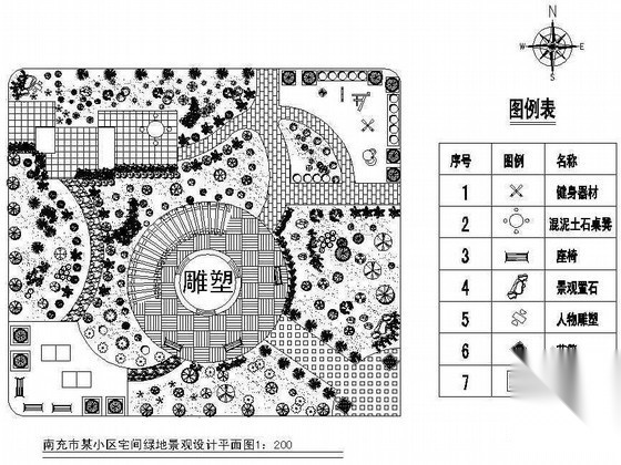 南充市某小区宅间绿地景观设计施工图