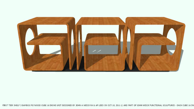 Shelf Unit 1 Tier 3 Plywood Cubes by John a Weick RA&AP Leed 搭扣