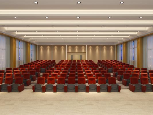 现代报告厅 会议室 连体桌椅 演讲台