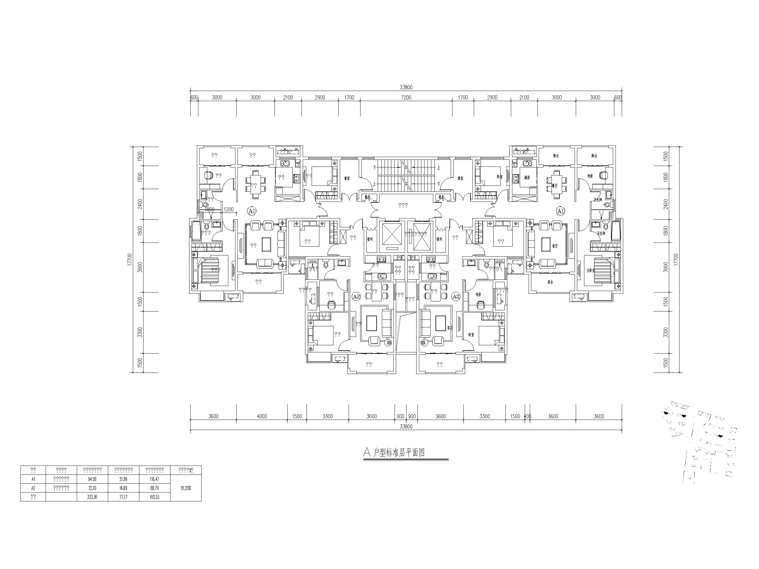 武汉某超高层住宅项目户型设计 CAD