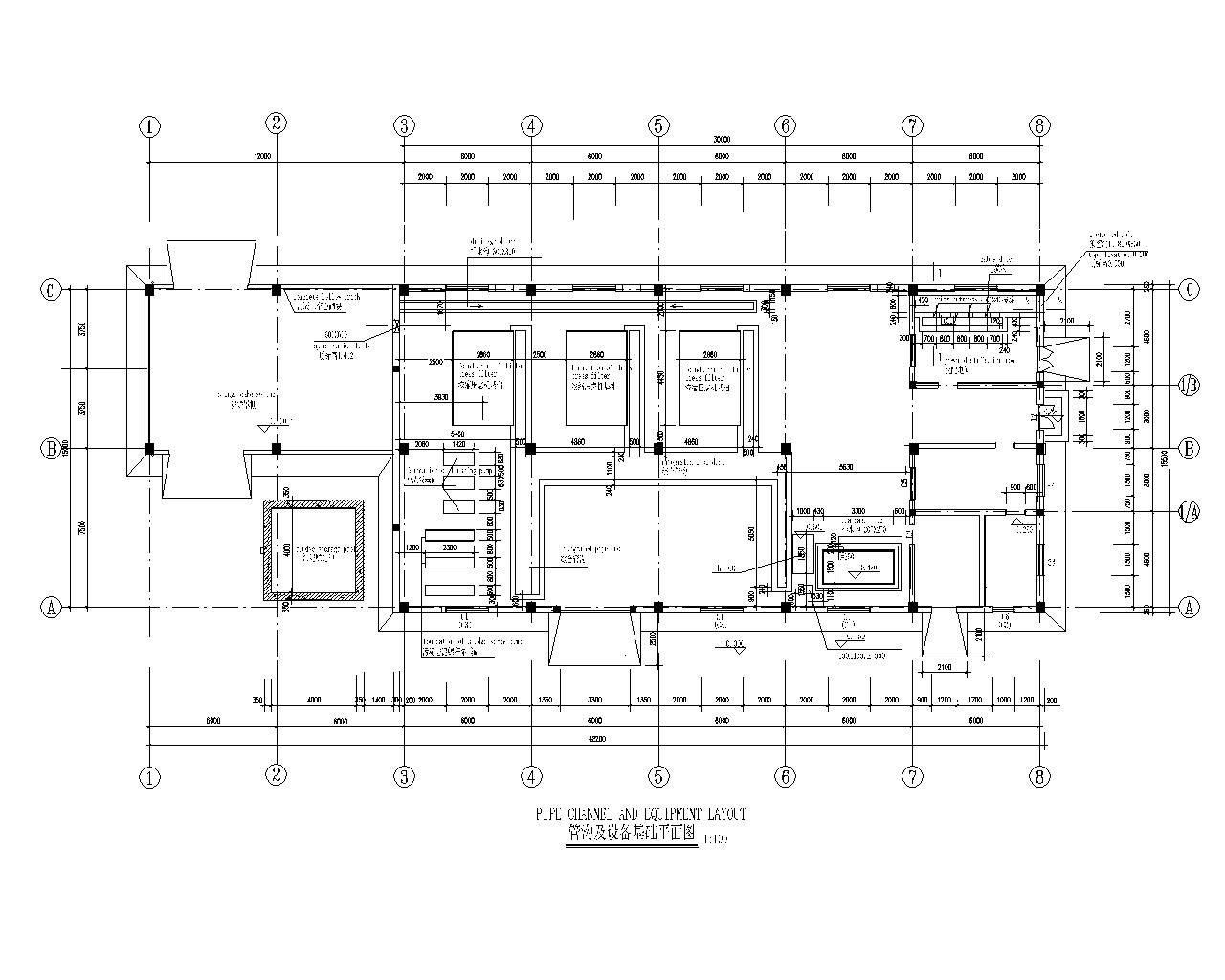 某污水厂污泥脱水机房含设备结构图（CAD） 混凝土节点 结构节点图