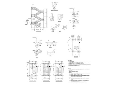 23个钢梯节点详图（两跑，三跑，钢结构等） 建筑通用节点