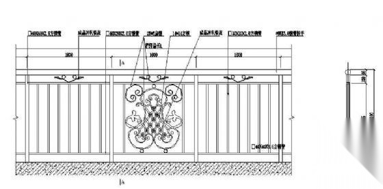 铁艺栏杆立面图 柱