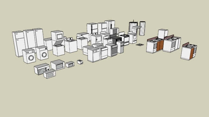 家用电器组合 草图大师模型