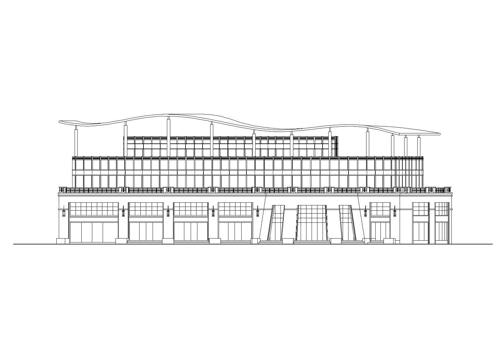 异形屋顶多层会所建筑施工图 娱乐会所