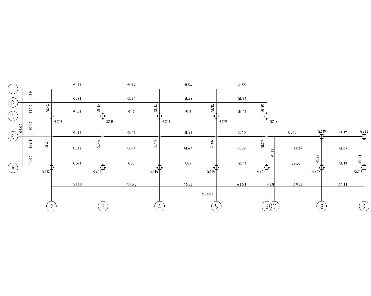 五层宾馆新加钢框架结构施工图（CAD） 节点 结构节点图