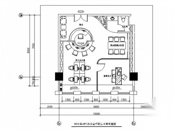 8米开间办公室样板装修图