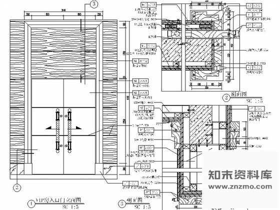 图块/节点西餐厅VIP房入口门详图 通用节点