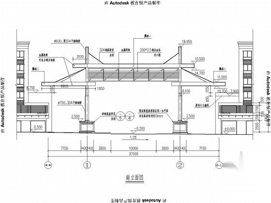 钢结构机电市场南大门结构施工图（含建筑图）