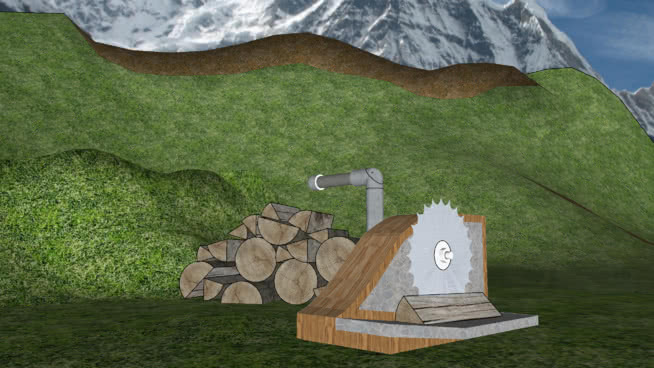 handsaw圆图 草地 巨石 电熨斗 画 帐篷
