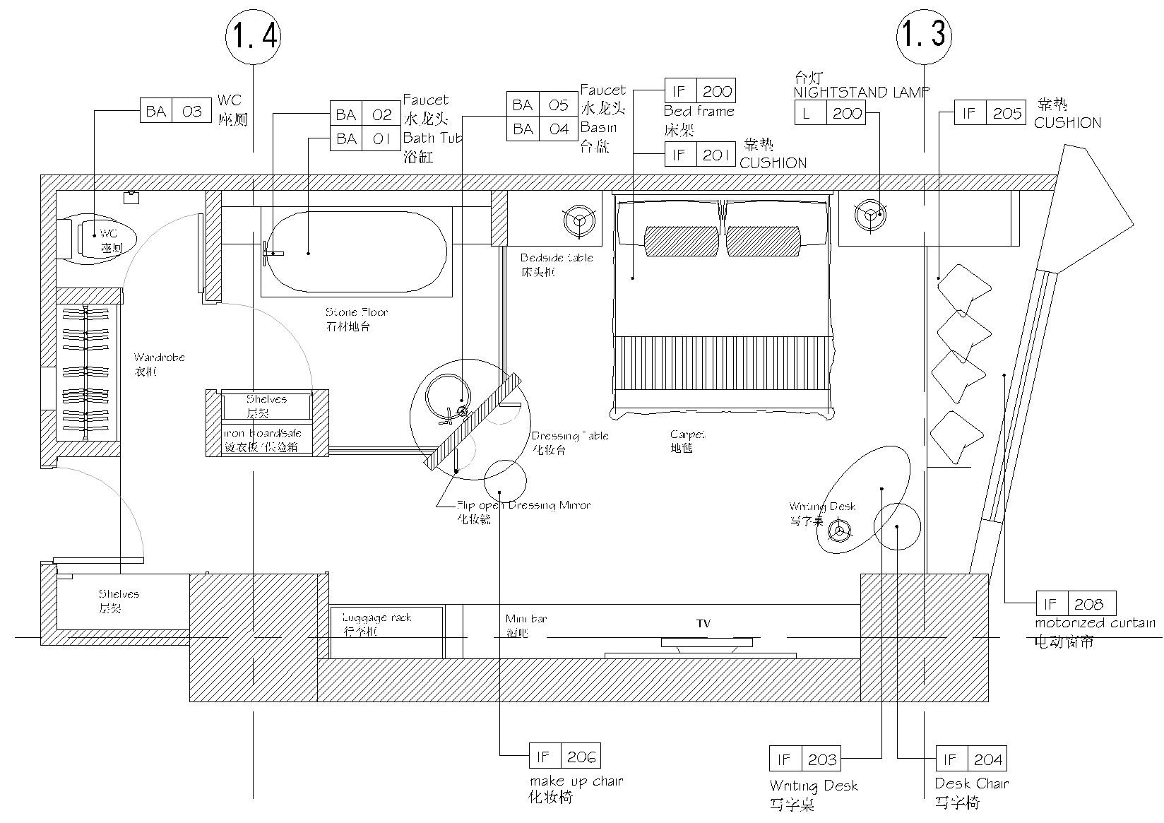 [上海]环球东亚大酒店L4样板房装饰施工图