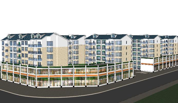 现代风格简模规划 小区住宅建筑设计