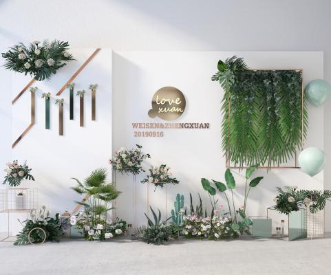现代植物 绿植 景观 园艺 园林草堆橱窗 植物墙
