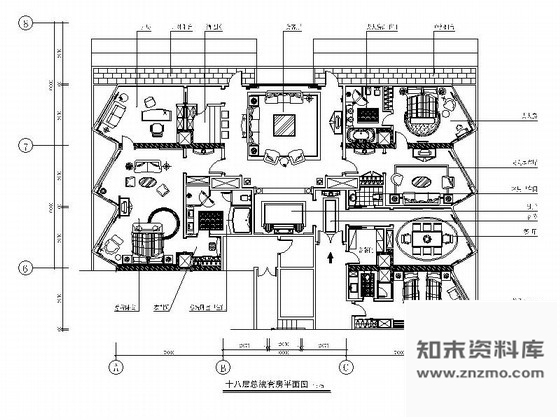 图块/节点深圳某商务酒店总统套房平面图