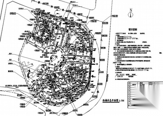 江苏某小区给排水总平面图 建筑给排水 给排水图