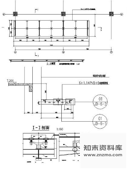 图块/节点点式玻璃雨蓬详图 建筑通用节点