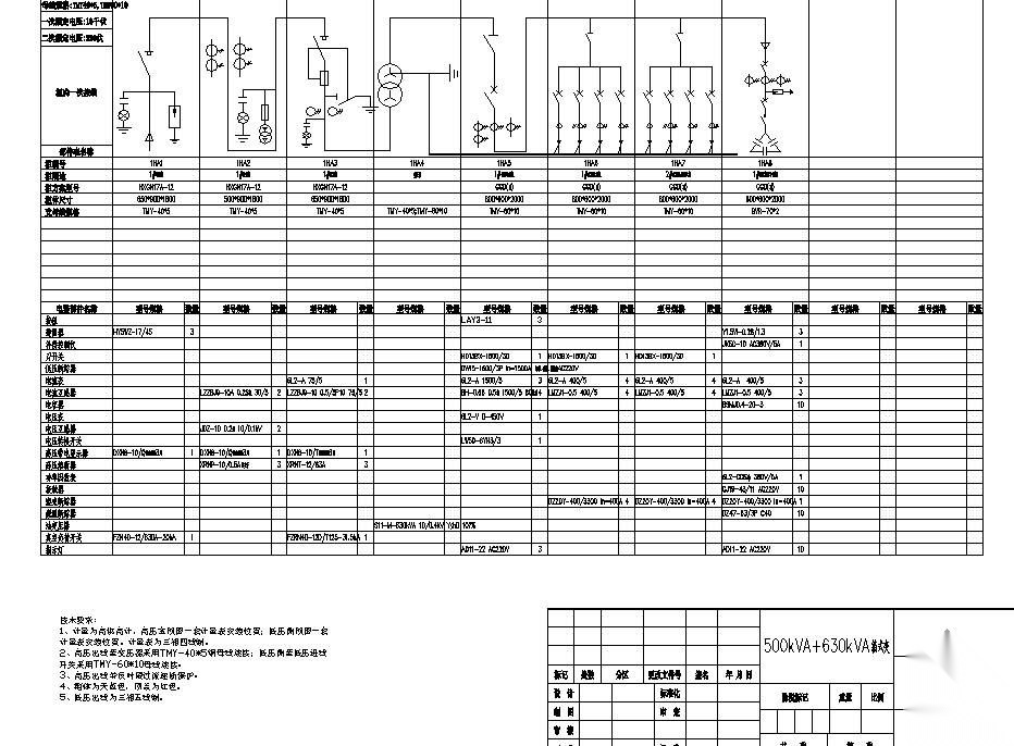 600KVA箱变电气图纸