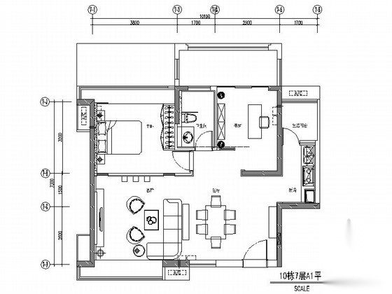 [深圳]大型商住房新中式两居室样板间装修图（含效果） 平层