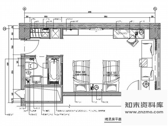 施工图某酒店总统随员房室内装修图