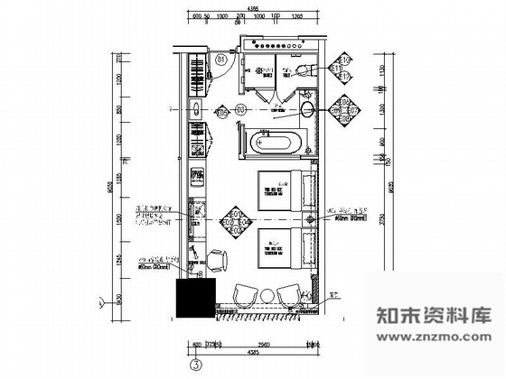 施工图河北某五星级豪华酒店标准双人间室内装修施工图