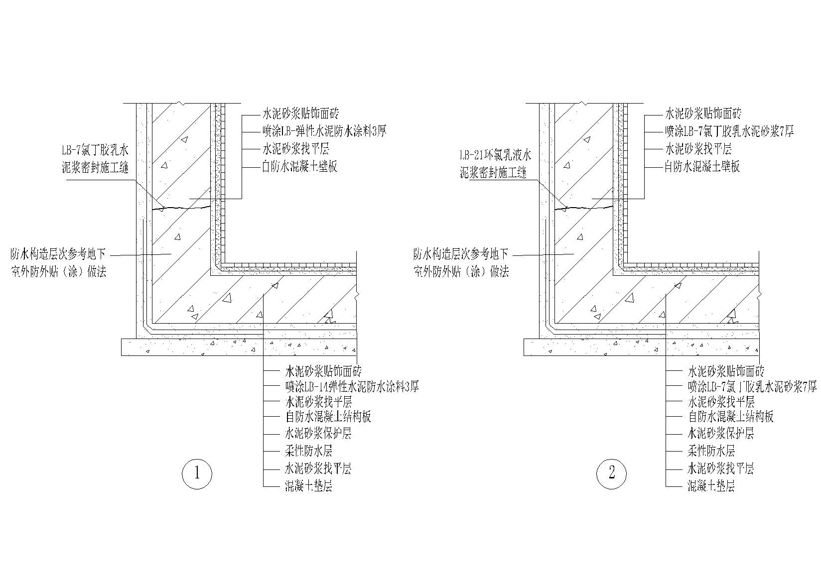 外墙 水池防水节点（外墙，蓄水池防水等） 建筑通用节点