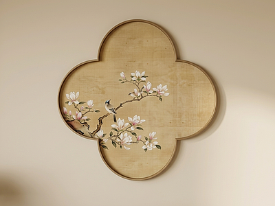 四叶草形花鸟装饰画挂画
