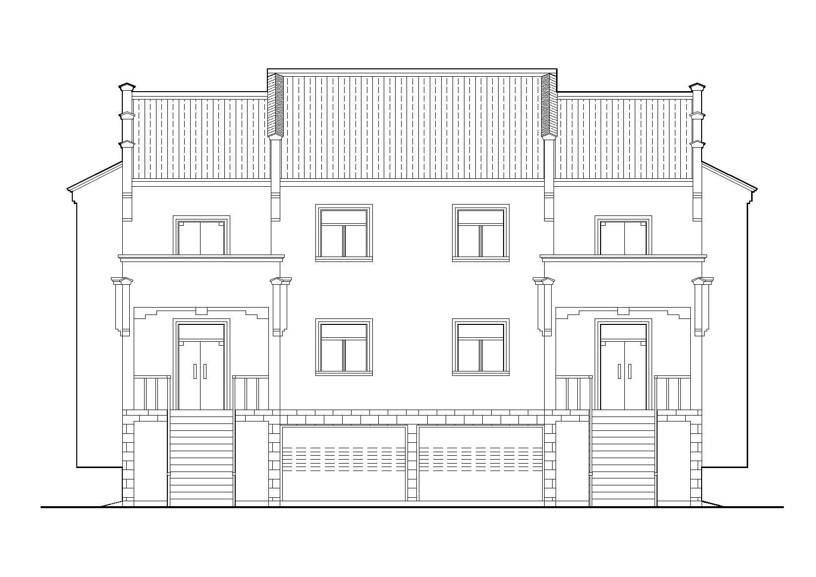 皖南农村二户并联式小康住宅建筑施工图（带效果图）