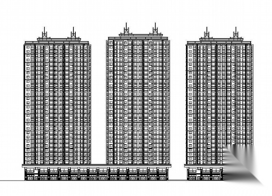 大底盘 三十三层框支剪力墙结构 商住楼建筑 施工图