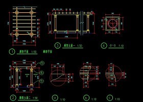 公园内廊架景观设计施工cad图纸