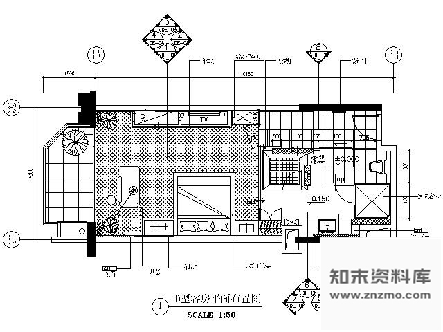 施工图广东五星级酒店D型房施工图