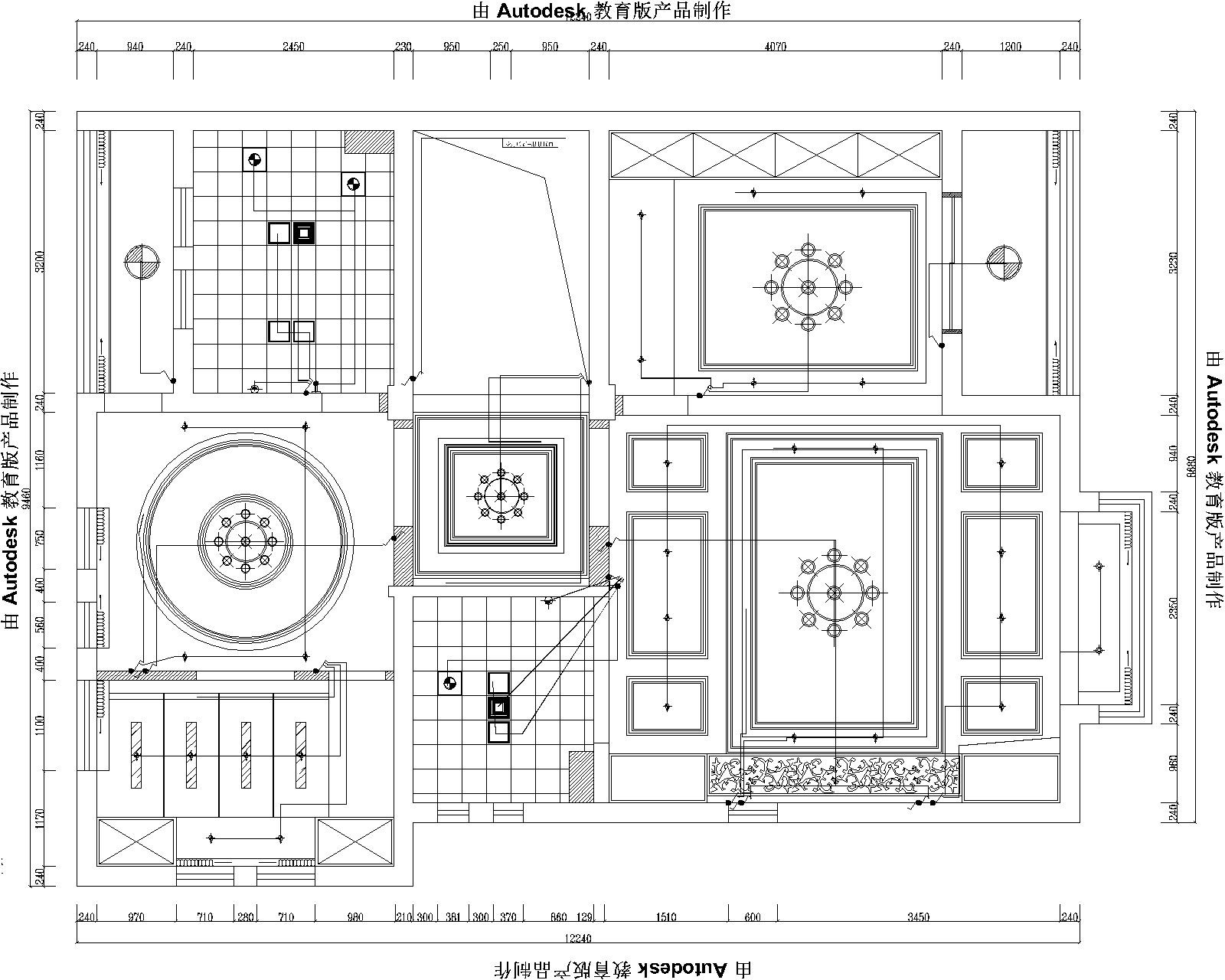 35款天花顶棚图CAD图库大全 带剖面图线路图 各式线条