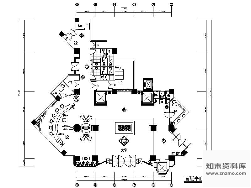 施工图某酒店大堂装修图
