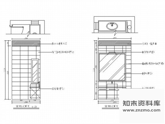 图块/节点北京奢华三层别墅客卫立面图