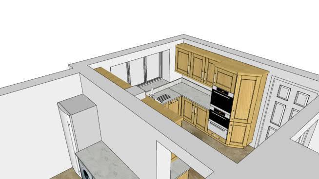 固体橡木摇床厨房与石英工作台和米勒电器 室外