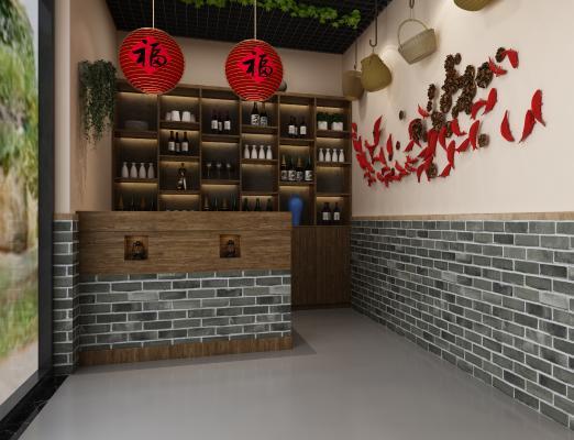 新中式农家乐 餐桌 餐桌椅 吊灯