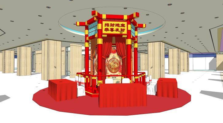 新中式风格商场入口装饰柱