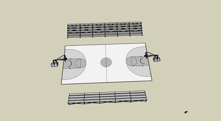 现代风格活动中心 球场 篮球 看台 室外