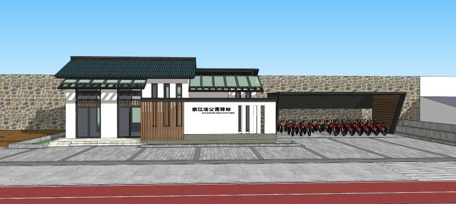 中式绿岛 驿站 公厕 停车棚 中式建筑室外 车站 建筑 电影院 庭院