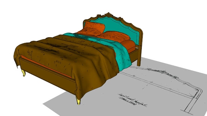双人床 草图大师模型