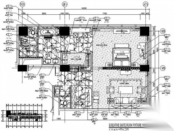 [云南]现代化五星级酒店行政套房室内装修CAD施工图（含... 客房