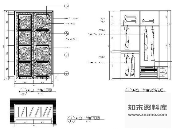 图块/节点卧室双开门衣柜详图 柜类 家具节点详图