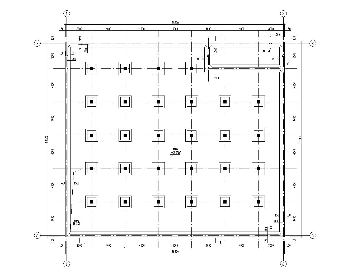 某矩形调峰池混凝土结构施工图（CAD） 混凝土节点