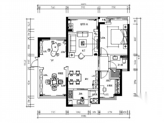 精品地中海风格一居室样板间CAD装修施工图（含效果）