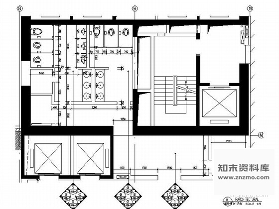 施工图东莞办公大厦公共卫生间室内装修图