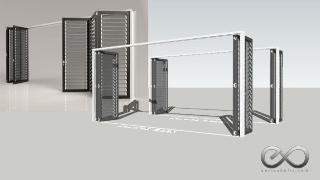 Folding Louvred Door 2x3 - Fully Open 旋转式栅门 椅子 活页簿 家具 打火机